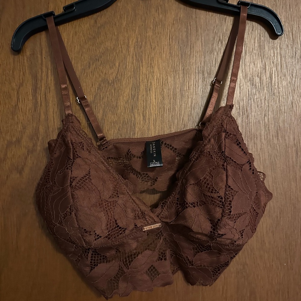 Danskin Lace Bralette in Chocolate Brown